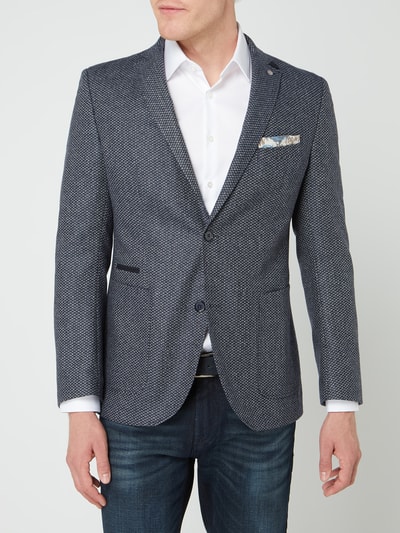 CG - Club of Gents Tailored fit 2-knoops colbert met geweven structuur, model 'Adkyn' Marineblauw - 4