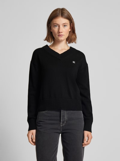 Calvin Klein Jeans Strickpullover mit Label-Patch Black 4