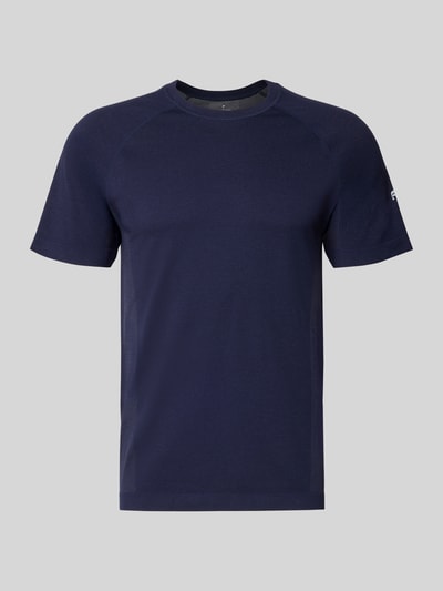 Produktfoto, Regular Fit T-Shirt mit Logo-Print von Fabletics, granatowy, krój regular fit, okrągły dekolt, krótki rękaw, długość tyłu w rozmiarze M: 67 cm