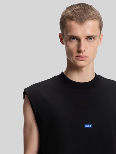 HUGO Blue Top typu tank o kroju relaxed fit z czystej bawełny model 'NAVERTZ' Czarny 3