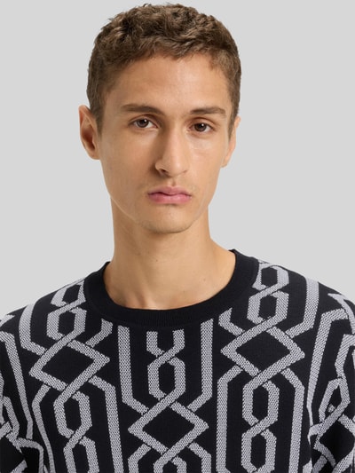 HUGO Sweter z dzianiny o kroju regular fit z mieszanki wiskozy model ‘SOUVAWN’ Czarny 3