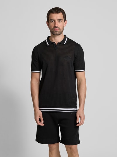 BOSS Green Poloshirt mit gerippten Abschlüssen Black 4