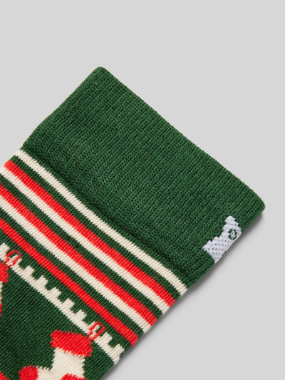 Happy Socks Socken mit Label-Stitching Modell 'Christmas Sweater' Gruen 2