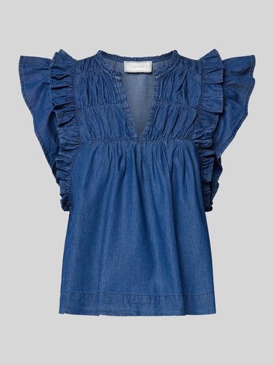 Neo Noir Regular fit met jeansblouse met ruches, model 'Jayla' Blauw - 2