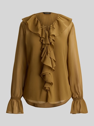 Lauren Ralph Lauren bluzka o kroju regular fit z kołnierzem z falbanami Camel 2