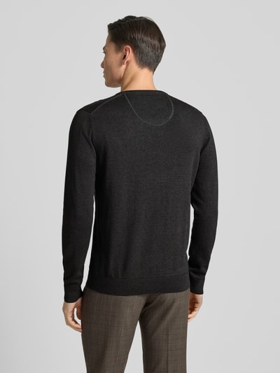 Christian Berg Men Gebreide pullover met V-hals Donkergrijs gemêleerd - 5