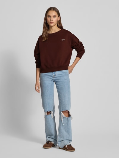 Tommy Jeans Relaxed Fit Sweatshirt aus Baumwoll-Mix Dunkelbraun 1