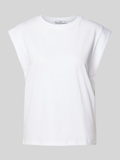 Mango T-Shirt mit geripptem Rundhalsausschnitt Modell 'VIRI' Weiss 2