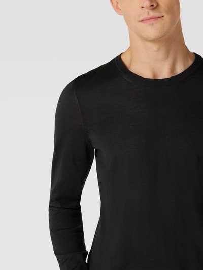 BOSS Longsleeve in melierter Optik Modell 'Leno' Black 3