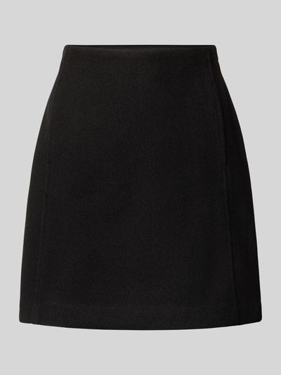 Produktfoto, schwarzer ausgestellter Mini-Rock mit Nahtreißverschluss, glatte Textur, Ausgestellter Mini-Rock mit Nahtreißverschluss Modell 'FORTUNEALLISON' von VERO MODA, Damen Mini-Rock