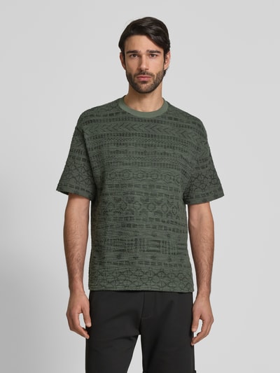 MCNEAL T-shirt met geribde ronde hals Kaki - 4