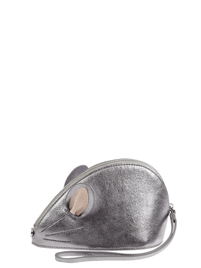 Ted Baker Kosmetiktasche aus Leder in Maus-Form Silber 1