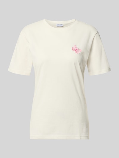 Jake*s Casual Regular Fit T-Shirt aus Baumwoll-Mix Modell 'ELI' ' Offwhite 2