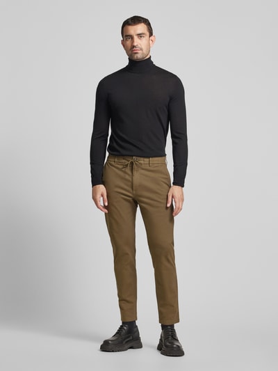 BOSS Orange Tapered fit chino met tunnelkoord Olijfgroen - 1