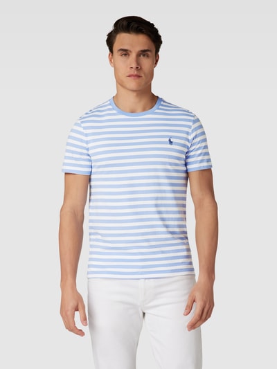 Polo Ralph Lauren T-shirt met streepmotief Aquablauw - 4