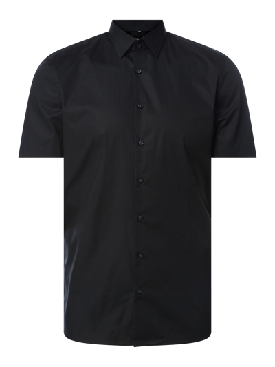 Jake*s Slim Fit Slim Fit Business-Hemd aus Popeline mit kurzem Arm Black 3