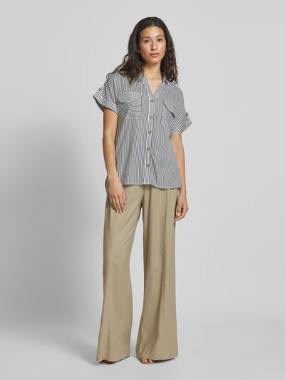 VERO MODA Regular Fit Hemdbluse aus reiner Viskose Modell 'BUMPY' Dunkelblau 1