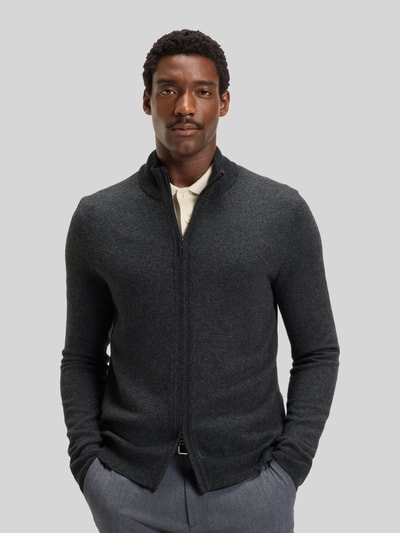BOSS Regular Fit Strickjacke aus Woll-Mix Modell 'H-HETERNO' Black 4