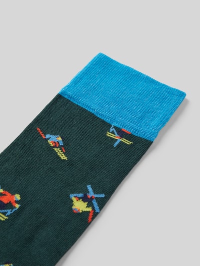 DillySocks Sokken met motiefstitching, model 'Ski Free' Marineblauw - 2