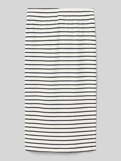 Productfoto, Midi-Rock aus Baumwoll-Mix van s.Oliver RED LABEL, smalle fit, midi-lengte, elastische taille, gestreept ribpatroon, split aan zoom, allover-motief, katoenmix