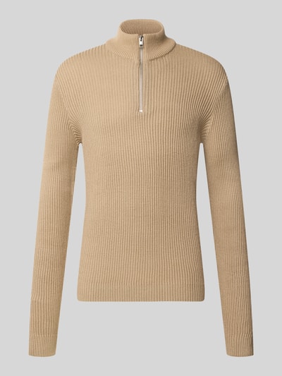 JACK & JONES Strickpullover mit Troyer-Kragen Modell 'PANNEL' Beige 1