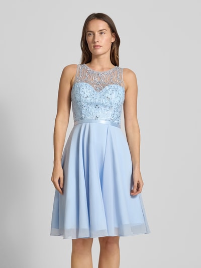 LUXUAR FASHION Cocktailjurk met ronde hals Lichtblauw - 4