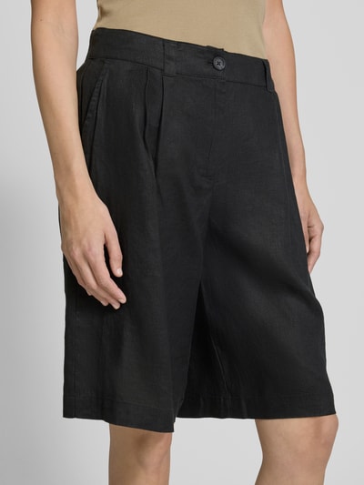 Christian Berg Woman Loose Fit Bermudas aus reinem Leinen Black 3