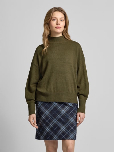 s.Oliver RED LABEL Relaxed Fit Strickpullover aus Baumwoll-Woll-Mix mit Stehkragen Khaki 4