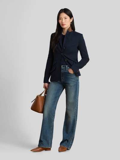 Lauren Ralph Lauren Longline Kurzblazer mit Kontrastlederdetails Marine 1