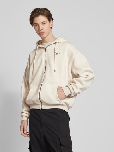 KARL KANI Oversized Sweatjacke in Melange-Optik Modell 'Chest Signature' Beige 4