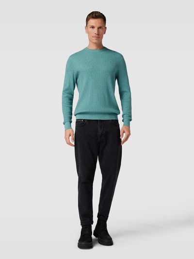 Christian Berg Men Gebreide pullover met structuurmotief Metallic turquoise gemêlee - 1