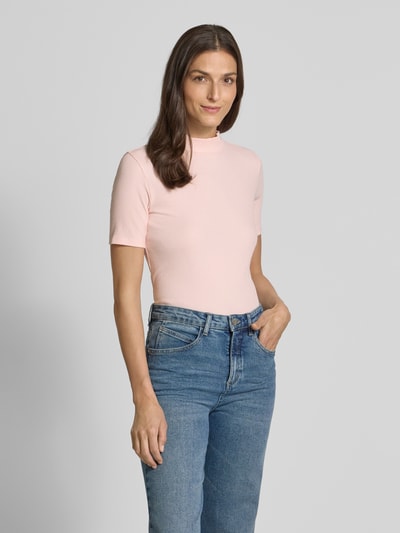 Scotch & Soda T-shirt in riblook met opstaande kraag en labelstitching Lichtroze - 4