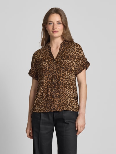 Vero Moda Bluzka koszulowa o luźnym kroju z czystej wiskozy model ‘BUMPY’ Piaskowy 4