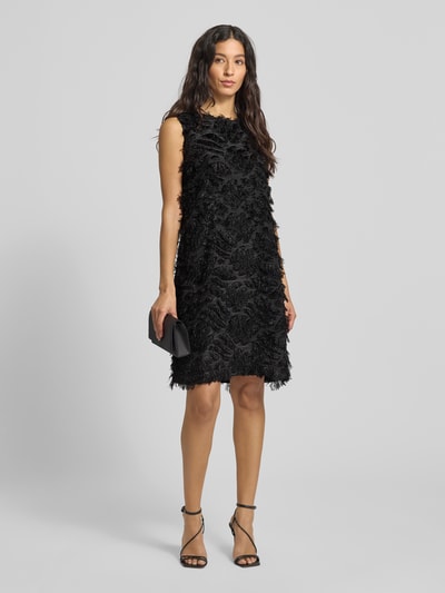 FREE/QUENT Knielange jurk met franjes, modell 'VILLA' Zwart - 1