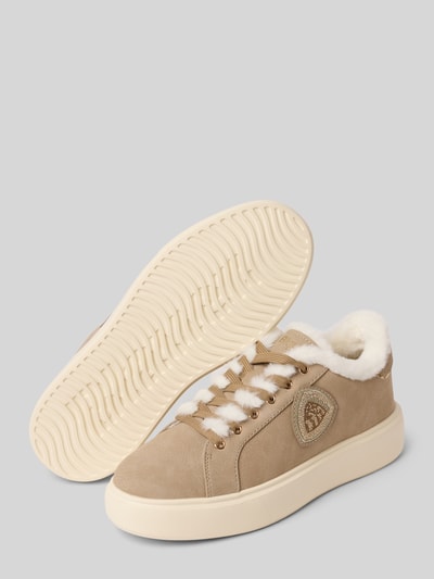 Blauer USA Sneaker aus Leder mit Ziersteinbesatz Modell 'VENUS05' Beige 4