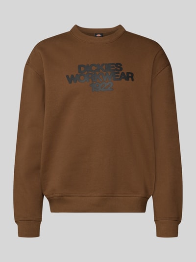 Produktfoto, Sweatshirt mit Label-Print Modell 'TORREY' von DICKIES aus braunem Baumwoll-Mix mit Rundhalsausschnitt und gerippten Abschlüssen, lockerer Schnitt.