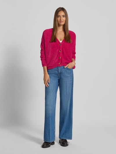 Christian Berg Woman Kardigan z dzianiny z dekoltem w serek Fuksjowy 1