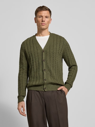 Fynch-Hatton Strickjacke mit Knopfleiste Oliv 4