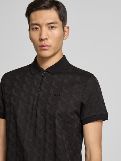 BOSS Green Koszulka polo kroju relaxed fit z fakturowanym wzorem model ‘MIRROR’ Czarny 3