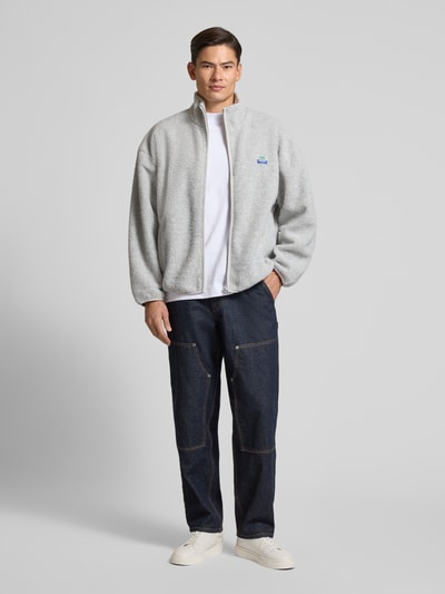 American Vintage Fleecejacke mit Stehkragen Modell 'HOKTOWN' Hellgrau 1