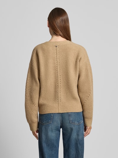 BOSS Orange Kurtka z dzianiny o luźnym kroju z mieszanki wełny model ‘FORTELLINI’ Jasnobrązowy 5