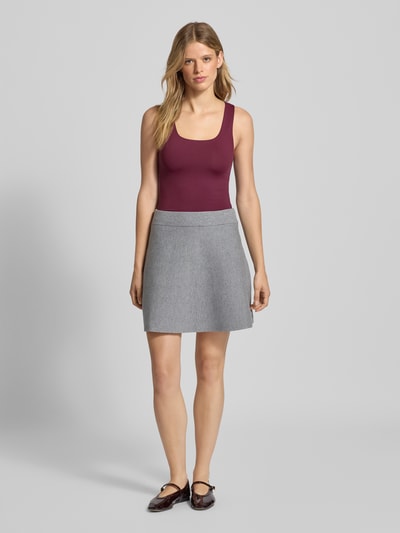 Only Slim fit tanktop met boothals, model 'LEA' Bordeaux - 1