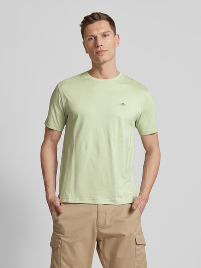 Gant T-shirt o kroju regular fit z efektem melanżu Jasnozielony 4