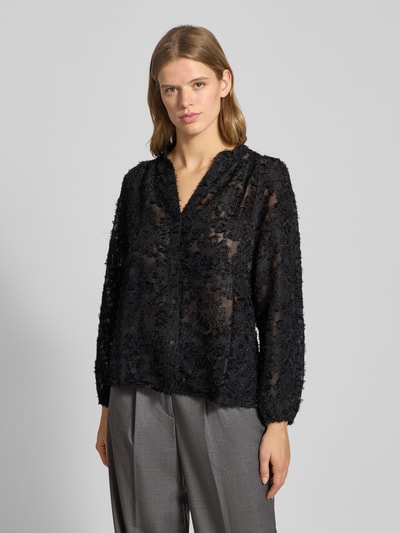 Only Regular fit blouse met lange mouwen en V-hals, model 'KORSA' Zwart - 4