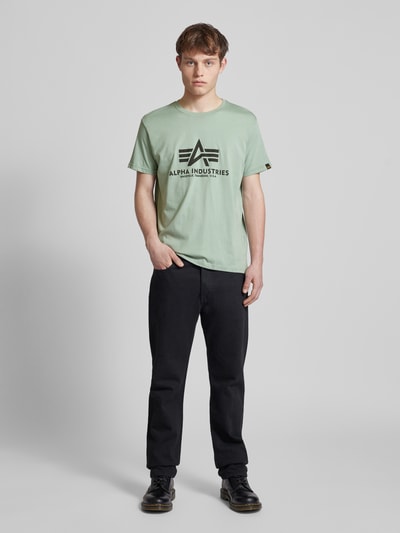 Alpha Industries T-shirt z nadrukiem z logo Limonkowy 1