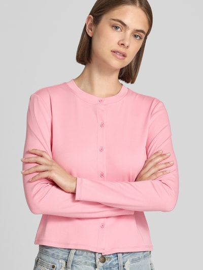 OH APRIL Kardigan z wyhaftowanym logo model 'Tima' Różowy 3