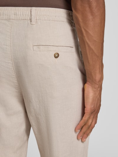 Selected Homme Regular Fit Stoffhose aus Baumwoll-Leinen-Mix Beige 3