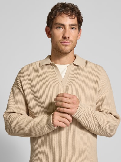 Drykorn Strickpullover mit Polokragen Beige 3