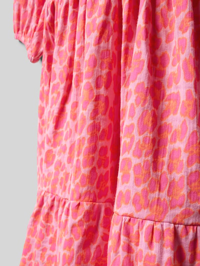 Produktfoto, Kleid im Stufen-Look mit Rundhalsausschnitt von DANAMADE aus Reine Baumwolle, A-Linie, rosa-orange Muster, strukturierte Textur