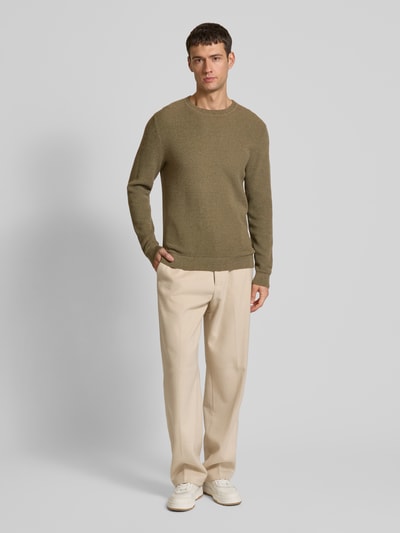 SELECTED HOMME Strickpullover mit Strukturmuster Modell 'ROSS' Oliv Melange 1